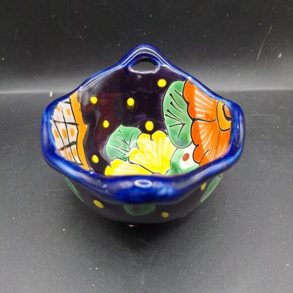 Hand-Painted Mexican Talavera Pottery Lead-Free Decorative Bowl Trinket Dish - Picture 4 of 8